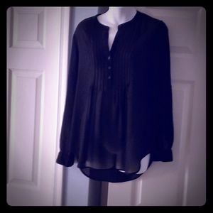 Long sleeve black sheer blouce